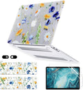 Case for MacBook Pro 13 inch M2 M1 A2338 A2289 A2251 A2159 A1989 A1706 2023-2016 Release with Touch ID, 6 in 1 Matte Clear Shell&Keyboard Cover&Screen Protector&Webcam Cover, Floral