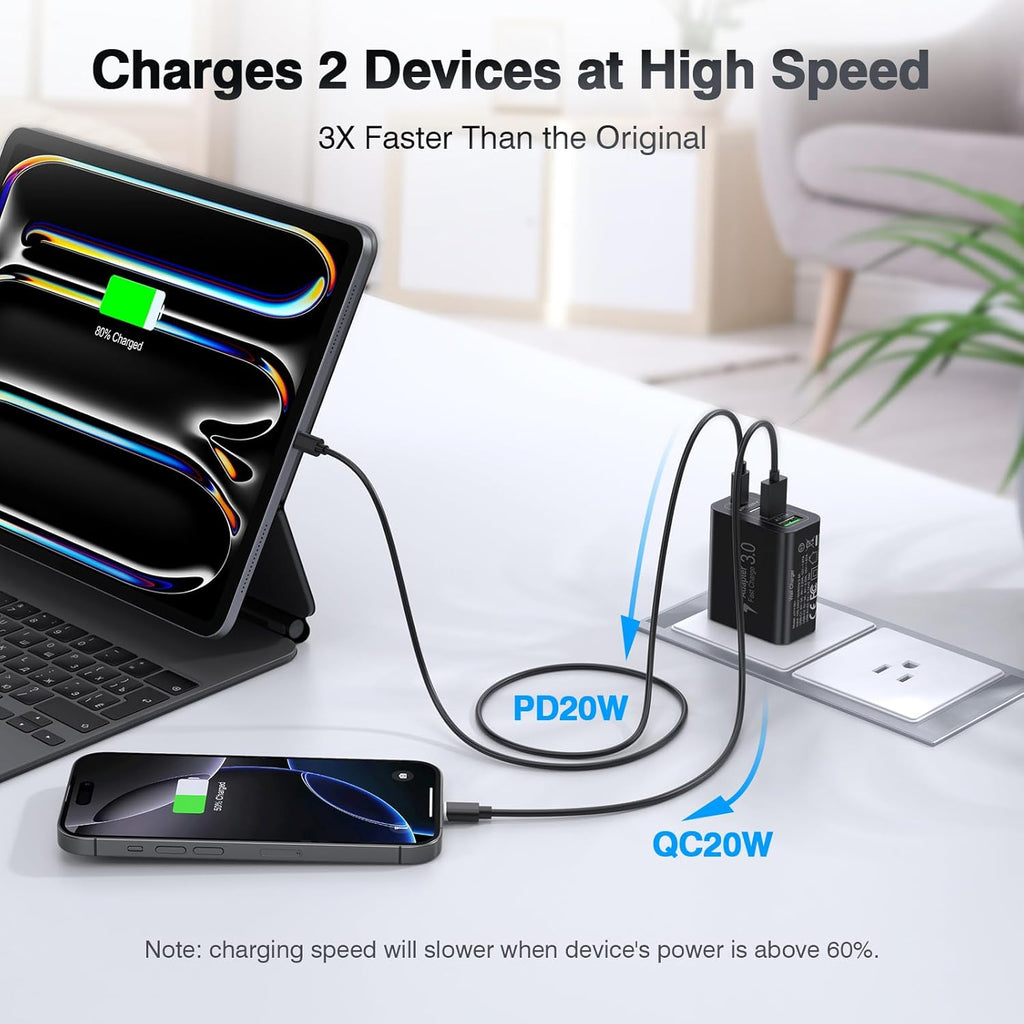 40W USB C Charger Block, 2-Pack Fast Charge Cube Powered Multi-Port Wall Plug Power Adapter Type C Brick for iPhone 16/16 Pro Max/15/15 Pro Max/14/14 Pro Max/13/12/iPad, Motorola, LG,PS5, Huawei