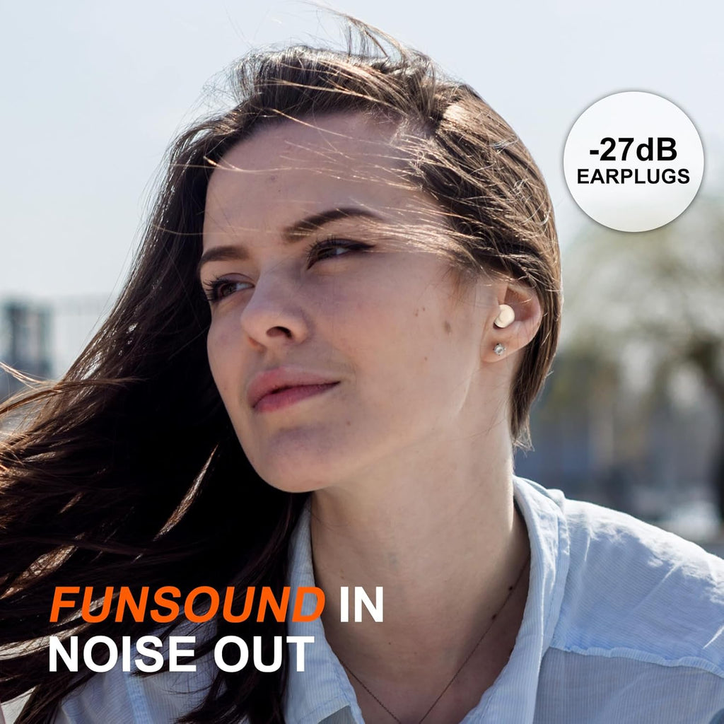 Ear Plugs for Sleeping Noise Reduction Reuseable, Concerts, Focus, Travel, Work, High Fidelity – 7 Pairs Eartips – Flexible Soft – Touch – NRR of 24 and 27 dB Noise Cancelling (Skin)