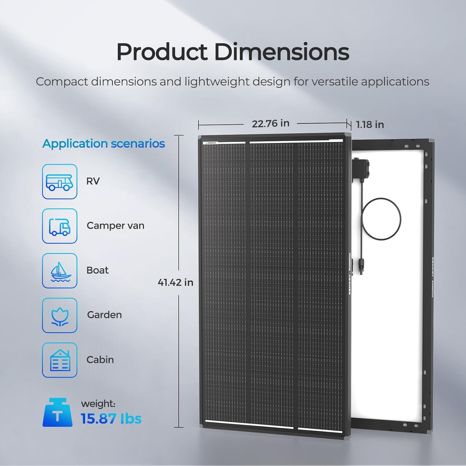120W Solar Panel ShadowFlux Anti-Shading N-Type 16BB 12 Volt, 25% High-Efficiency, PV Module Power Charger for RV Marine Rooftop Farm Battery and Other Off-Grid Applications