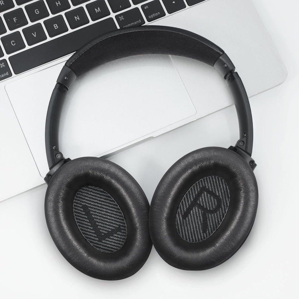 Headphones Replacement Ear Pads, Sheepskin Ear Cushions for Bose QuietComfort 35 (QC35) Improved Durability, Ear Pads Cushions with High-Density Foam, Thickness and Sound Isolation - Black