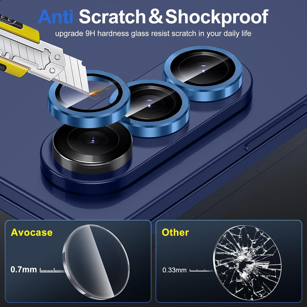 for Samsung Galaxy Z Fold 7 Camera Lens Protector, Individual Metal Ring Tempered Glass Lens Cover, [Strong Adsorption] Scratch Resistant Ultra-Thin HD Clear Lens Cover, 1 Set-Blue Shadow
