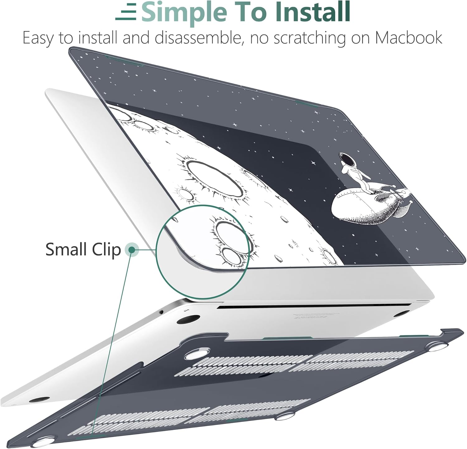 TWOLSKOO Compatible with MacBook Pro 13 inch Case 2023-2016 A2338 M2/M1 A2251 A2289 A2159 A1989 A1706, Plastic Hard Shell Cover & Keyboard Skin & Screen Protector, Flying Astronauts