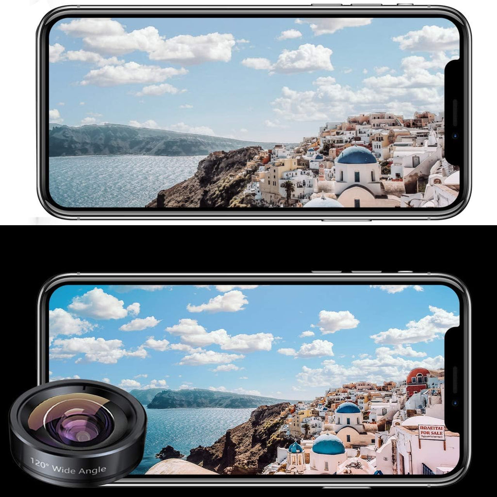 KEYWING Phone Camera Lens 3 in 1 Phone Lens Kit, 198 Fisheye Lens + 120 Super Wide-Angle Lens + 20x Macro Lens for iPhone Samsung Android Smartphone Black 3in1