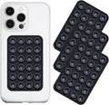 Silicone Suction Phone Case Mount 3 Pack, Silicon Adhesive Suction Cup Phone Mount, Non Slip Sticky Phone Grip for Cellphone, Strong Grip Holder for Selfies and Videos (Black)
