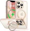 MAGIC JOHN 360° Rotatable Magnetic Invisible Stand for iPhone 14 Pro Case [Anti-Slip Grip] [Compatible with MagSafe] 16FT Shockproof for iPhone 14 Pro Case with Kickstand, Rose Gold