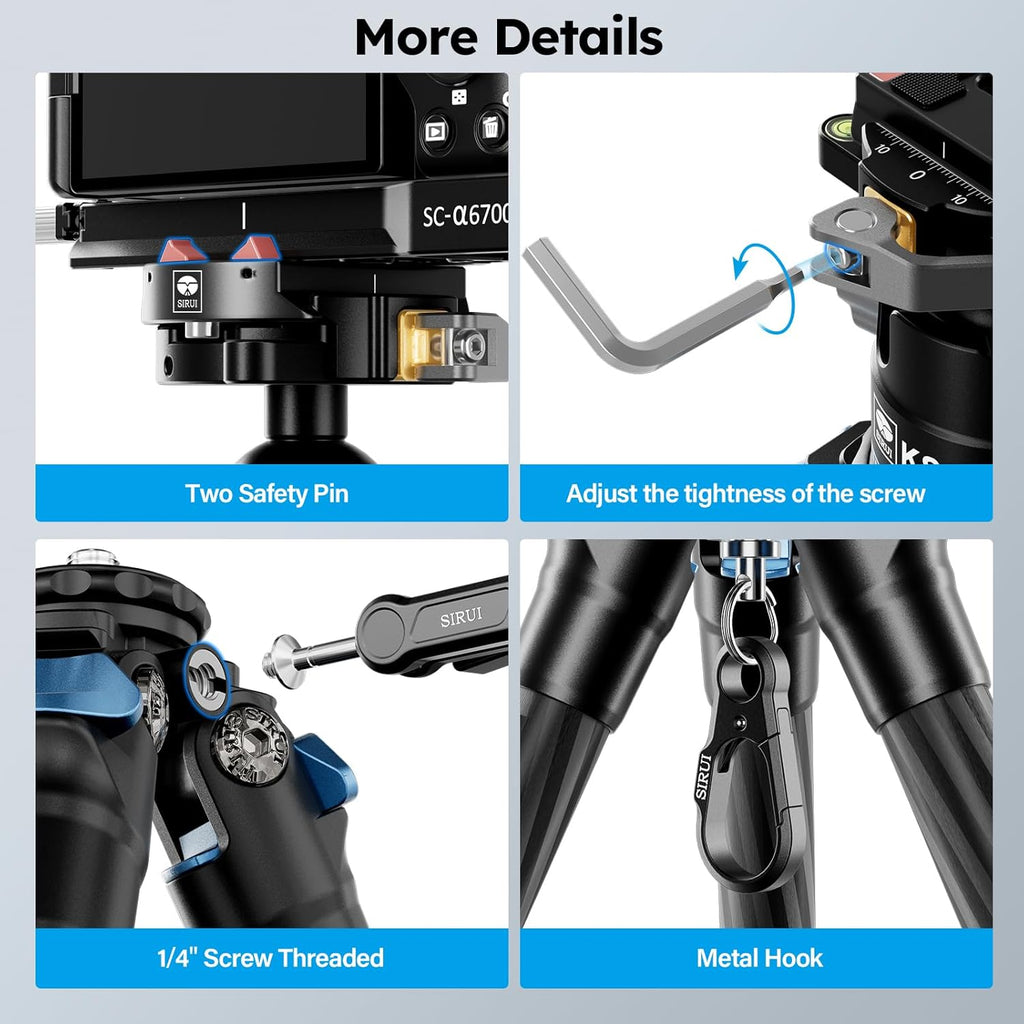 SIRUI Carbon Fiber Camera Tripod, 50.7" Professional Heavy Duty Tripod with 36mm Low Profile Ball Head, Quick Release System, Max Load 33lbs/15kg, AM-284+KS-30