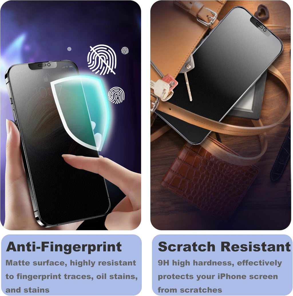 Matte Privacy Screen Protector for iPhone 12Pro and iPhone 12 Screen Protector Anti-Glare, Anti-Spy Tempered Glass Film, Smooth and Responsive Touch Anti-Scratch Glass