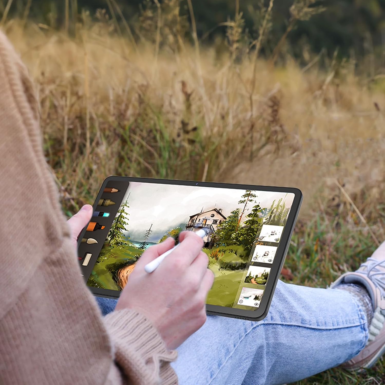 Tablet 12 inch Android 15 Tablets, 24GB（8+16）RAM+256 Storage(Expand to 1TB), Android Tablet with Keyboard, Octa-Core, 2K 2000x1200 Display, 16MP Dual Camera, 8000mAh, 5G WiFi,GPS,Bluetooth 5.0（Pink）