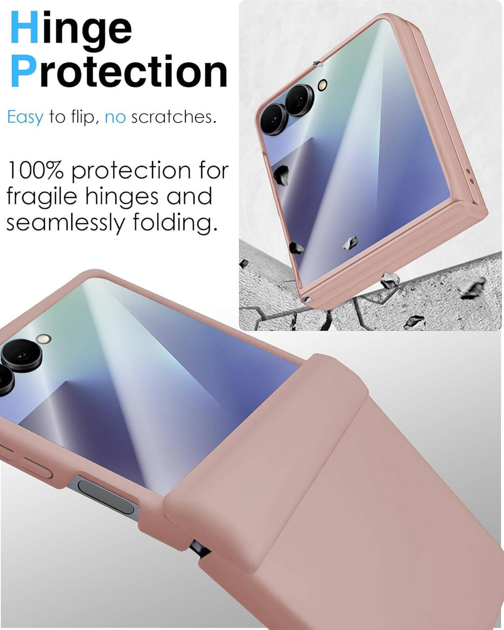STORMTAL for Samsung Galaxy Z Flip 7 Case, Hinge Protection, Built-in Screen Protector, Wireless Charging, Shockproof, Slim Rugged Phone Protective Case for Galaxy Z Flip 7 Pink