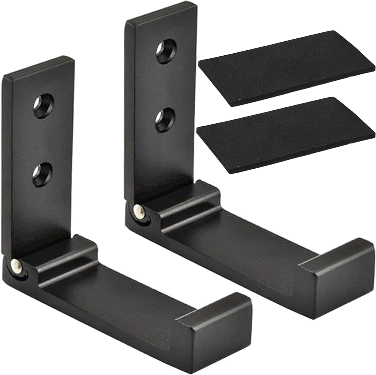 Folding Coat Hooks, Foldable Wall Hooks for Hanging Aluminum Alloy Cloth Hanger Coat Hanger Headphones Holder Headset Wall Hanger Hook- Pack of 2 (Black)