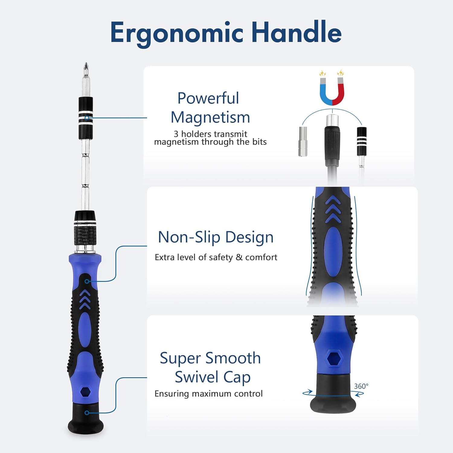 XOOL 62 in 1 Precision Screwdriver Kit, Electronics Repair Tool Kit, Magnetic Driver Kit with Flexible Shaft, Extension Rod for Mobile Phone, Smartphone, Game Console, PC, Tablet