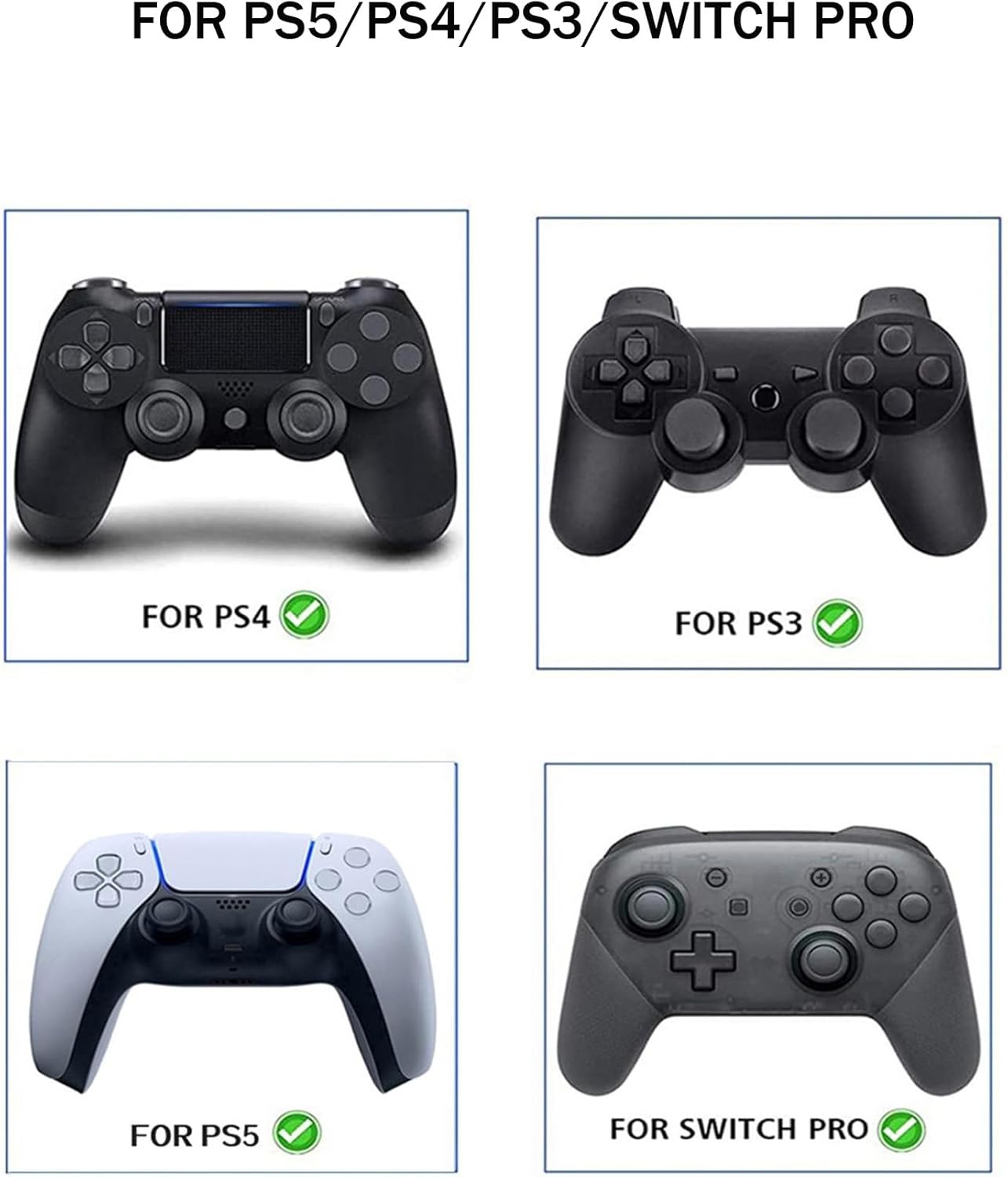8PCS Silicone Thumb Grips for PS5/PS4/Switch Pro Controllers - 8 Joystick Caps - 3-Height Silicone Joystick Caps with Textured & Smooth Designs, Enhanced Grip for Pro Gaming Accessories