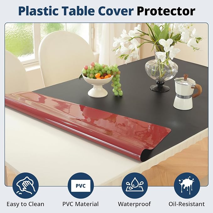 OstepDecor Black Table Cover Protector 40 x 72 Inch, 1.5mm Thick Plastic Table - Image 4