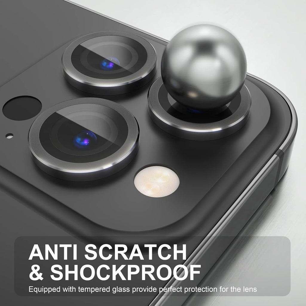 Choiche [3+1 for iPhone 14 Pro/iPhone 14 Pro Max Camera Lens Protector, 9H Tempered Glass Camera Cover Screen Protector Metal Ring Decoration Accessories (Black)