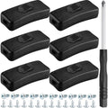 6PCS Inline Cord Switch AC 250V 2A Appliance Switch Replacement Button Control Rocker ON Off DPST with Cross Screwdriver Screw, for Bedroom Table Lamp Desk LED Lights OJ-318 Black