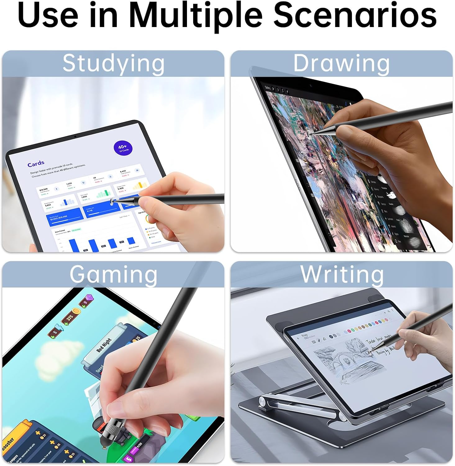 Bopomofo Stylus (5 Pcs),2-in-1 Stylus Pen for Touchscreen, High Precision and Sensitivity, Suitable for iPhone/ipad/Android Tablets, Compatible with All Touch Screens,Black