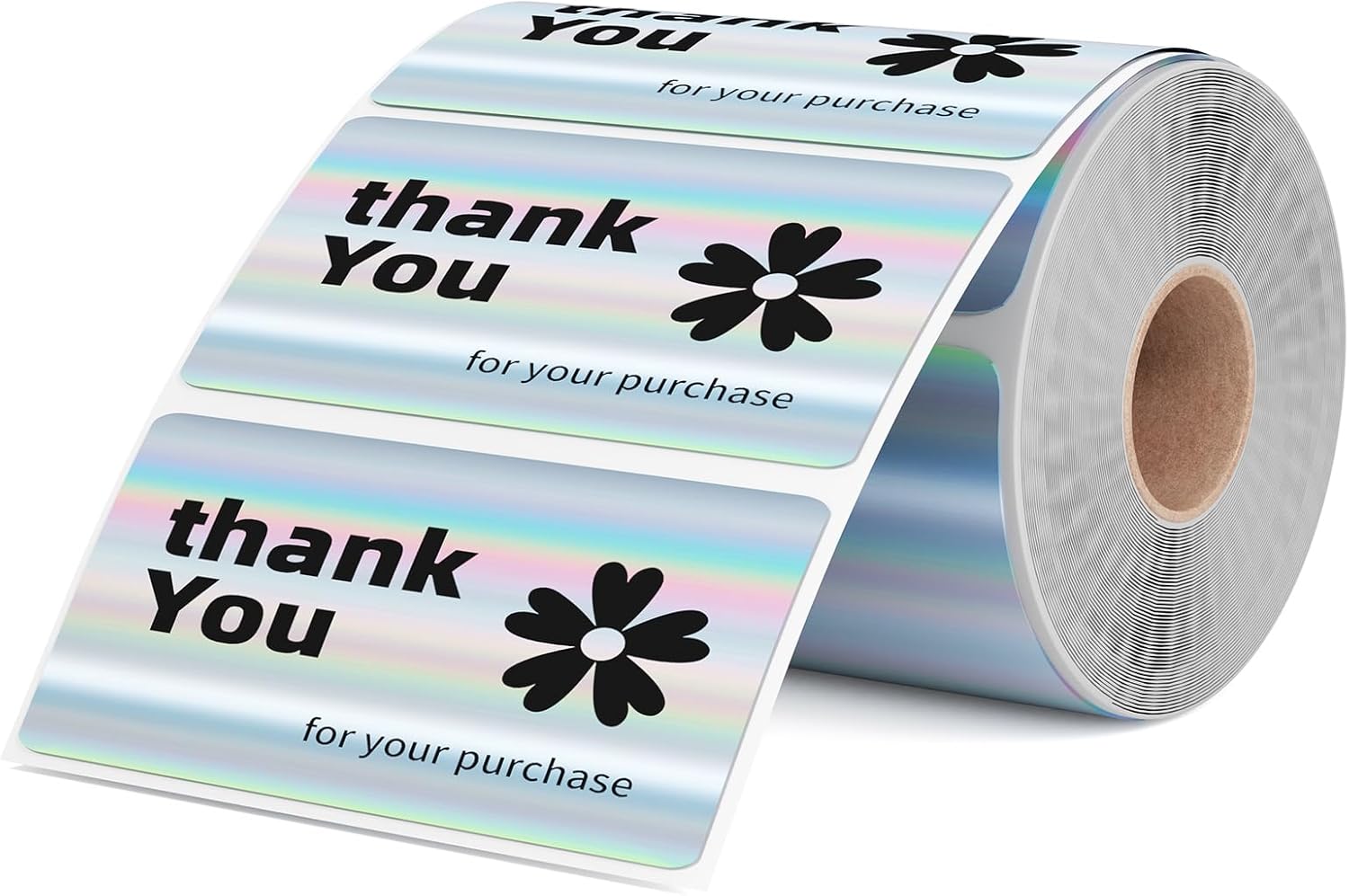 2.25x1.25 Inch Thermal Labels Sliver, Holographic Sliver Barcode Thermal Labels for Thermal Printer and Small Business, Multi-Purpose Rectangle Stickers, 500 Sheets/Roll