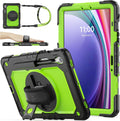 SEYMAC stock Case for Samsung Galaxy Tab S10 FE / S9 / S9 FE 5G Tablet Case Protective with Screen Protector, Pencil Holder, 360 Rotate Stand, Hand Strap, Shoulder Strap, Green1