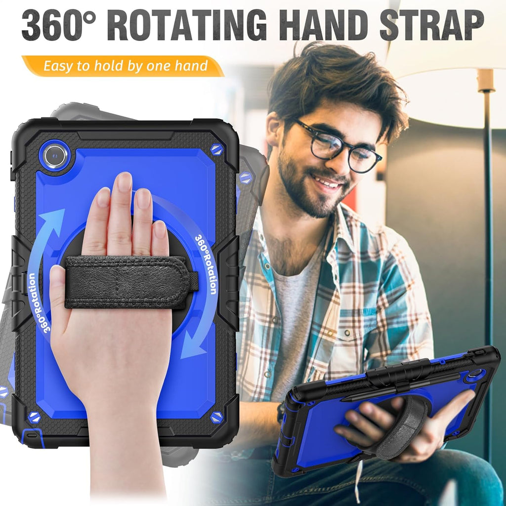 HXCASEAC Case for Samsung Galaxy Tab S6 Lite 10.4 inch, Protective with Screen Protector/Hand Strap/S Pen Holder, Shockproof S6 Lite Tablet Case 2024/2022/2020 SM-P610 SM-P613 SM-P620 - Blue