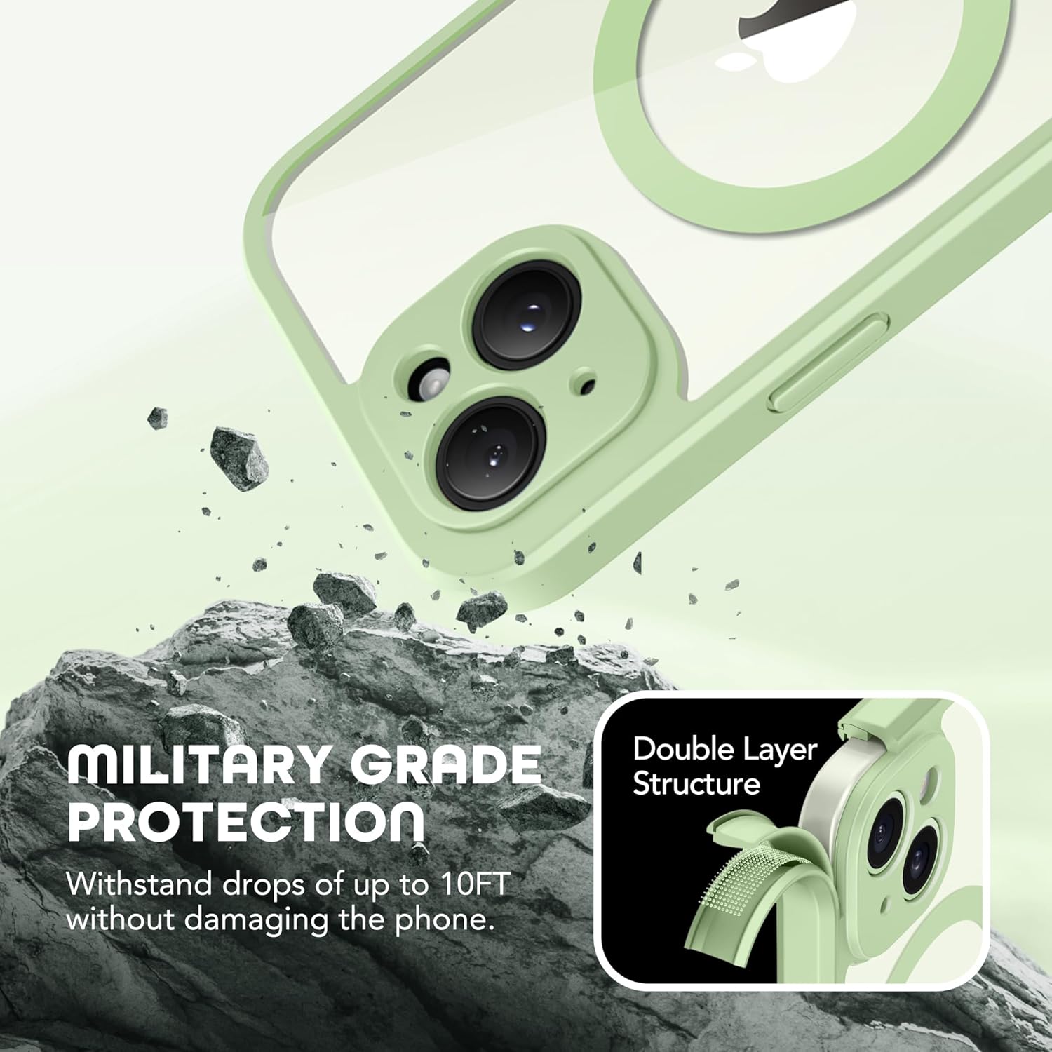 Magnetic for iPhone 15 Plus Case, Compatible with MagSafe, Built-in Privacy Screen Protector and Camera Protection, Anti Spy Full Body Dustproof Shockproof Hard Phone Case 6.7", Mint Green