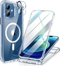 Miracase Magnetic for iPhone 12/12 Pro Case 6.1 inch, (Compatible with MagSafe) Upgrade Full-Body Clear Phone Bumper Case with Built-in 9H Tempered Glass Screen Protector, Magnetic Clear