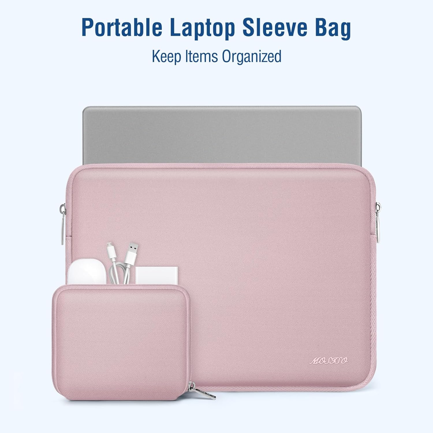 MOSISO Laptop Case 15 inch, 15 inch Laptop Sleeve Bag Compatible with MacBook Air 15 M4 A3241 M3 A3114 M2 A2941 2025 2024 2023, Dell XPS 15, Neoprene Computer Sleeve Bag with Small Case, Baby Pink