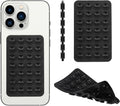 Silicone Double-Sided Suction Phone Grip Detachable Mount - Car Dashboard/Shower Phone Holder, Hands-Free For Selfies & Videos, TikTok/ASMR/Yoga - iphone & Android Compatible (3.74"x2.2", Black)