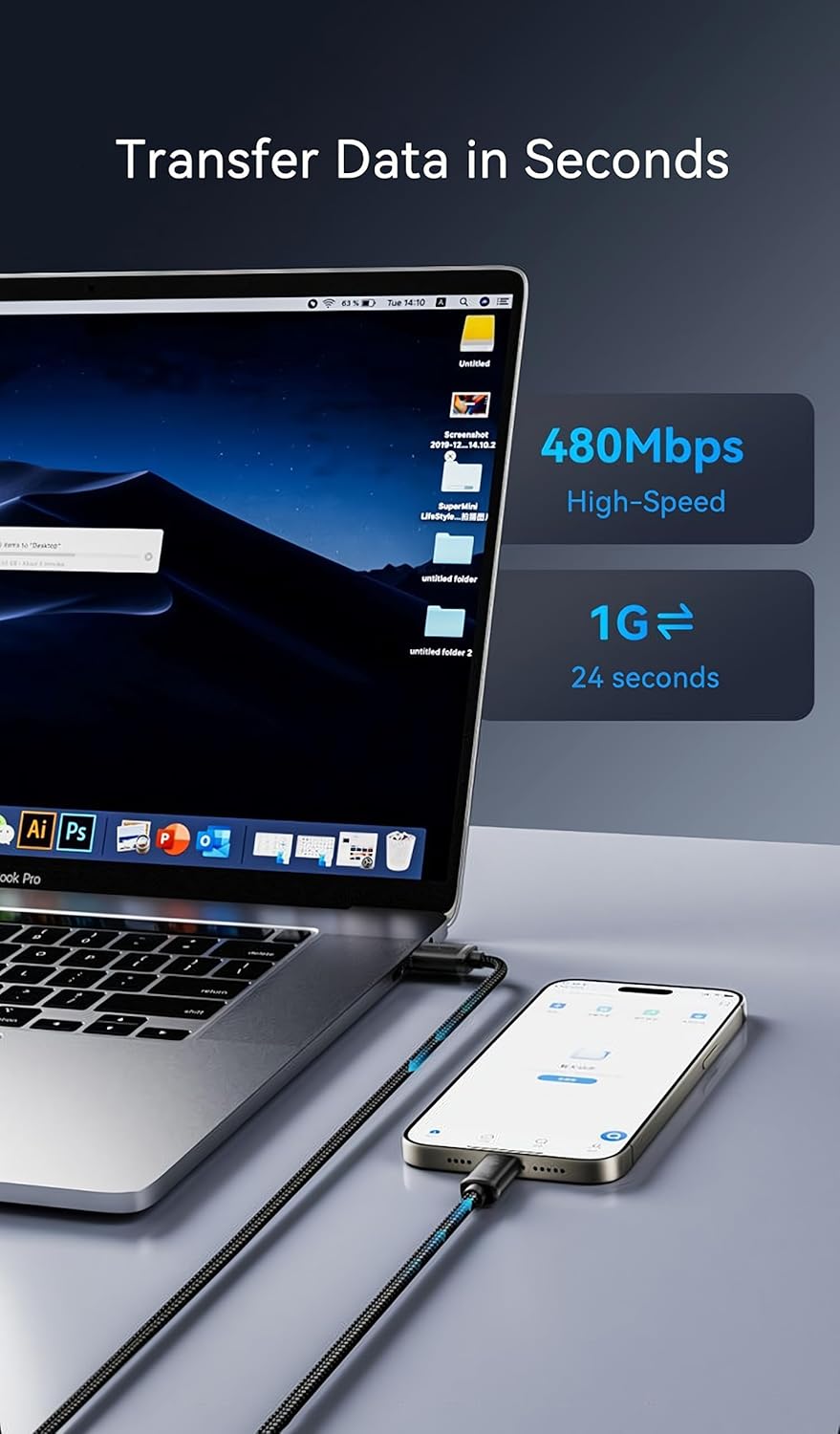 Woven USB-A to USB-C Cable (1ft) for Apple iPhone 16 Pro Max MFi Certified USB to Type C CarPlay Car Charger Cord for iPhone 16 Pro 16 Plus 16 iPhone 15 Pro Max 15 Pro 15 Plus 15 iPad Pro M4 (Black)