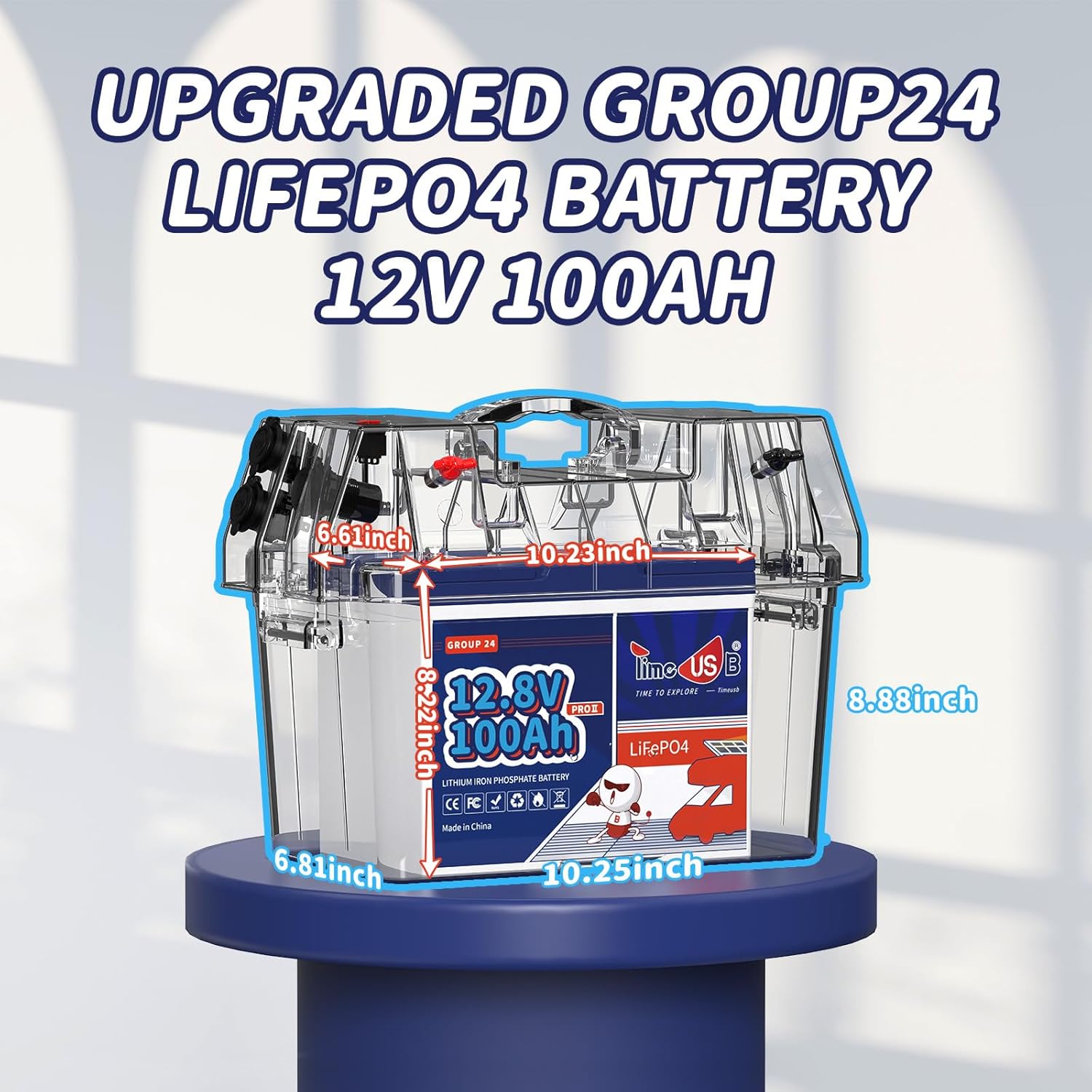 12V 100Ah Group24 Mini LiFePO4 Battery 2 Packs, Grade A Battery Cells, Replacement for Lead Acid Battery, 100A BMS, Up to 15000 Cycles, Lithium Battery for Trolling Motor & Solar System