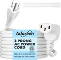 Adoreen 2 Ft Computer TV Replacement Power Cord White, 90 Degree Angled L-Shaped 18AWG 3-Prong AC Universal Power Supply Cable NEMA 5-15P to IEC 320 C13 for Printer, PC, Monitor TV LCD, ETL+Ties