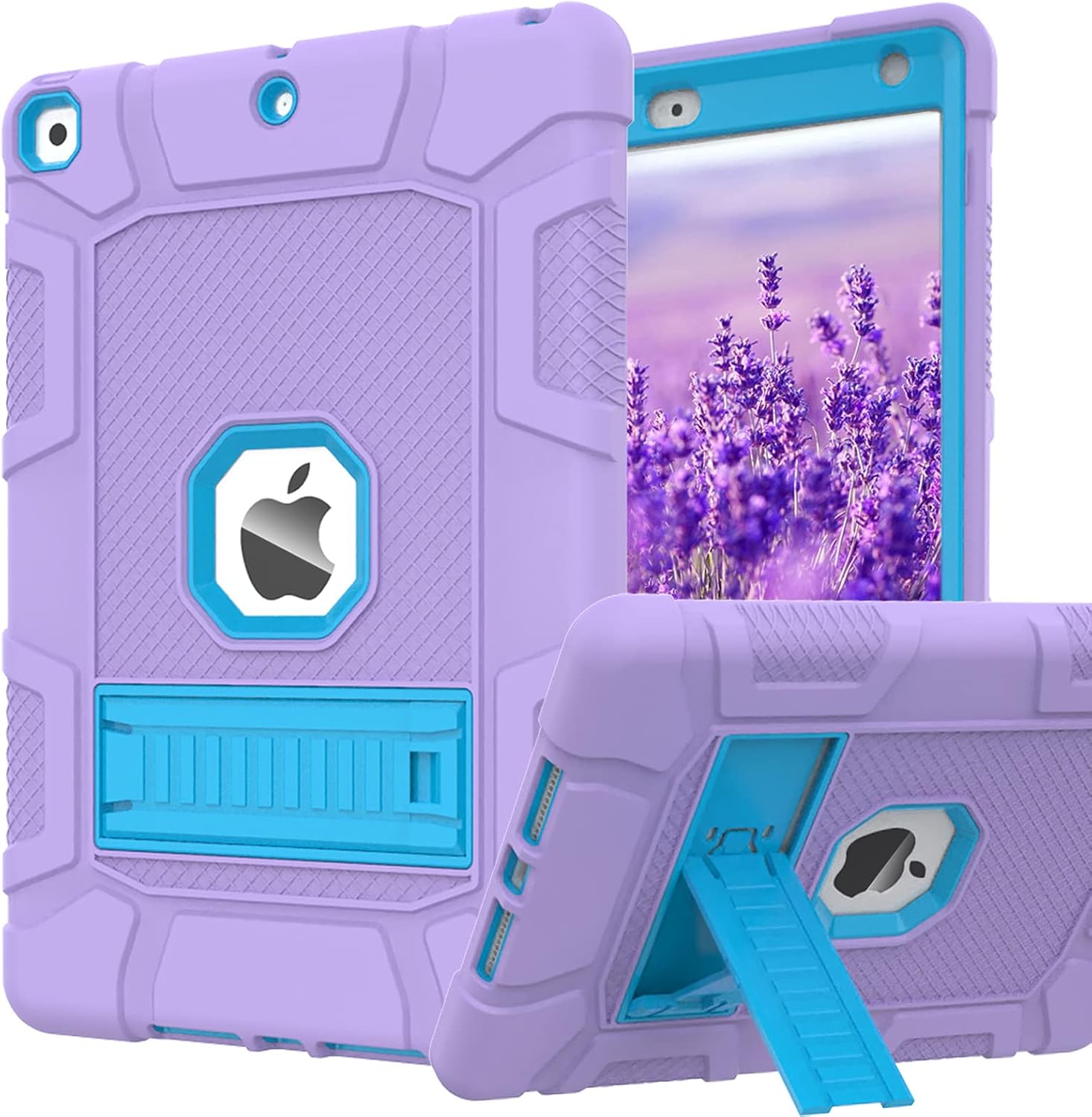 Rantice iPad 9th Generation Case, iPad 8th Generation Case, iPad 7th Generation Case, Hybrid Shockproof Rugged Drop Protection Cover with Kickstand for iPad 10.2'' Purple+Blue