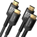 JSAUX 8K Long HDMI Cable 15ft 2-Pack 48Gbps Ultra High Speed HDMI 2.1 Braided Cord, 4K@120Hz 144Hz, 8K@60Hz, HDCP 2.2 & 2.3, HDR 10, eARC Compatible with Laptop Monitor UHD TV PS5 Dolby-Black