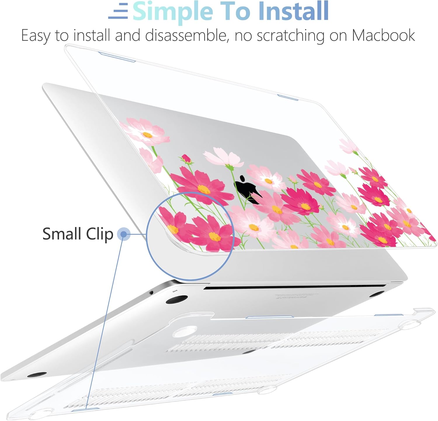 MEEgoodo Case for MacBook Pro 13 inch Case 2022 2021 2020 New A2338 M2/M1 A2251 A2289, Laptop Hard Shell with Keyboard & Camera Cover Compatible with 13 inch MacBook Pro, Bright Pink Flowers