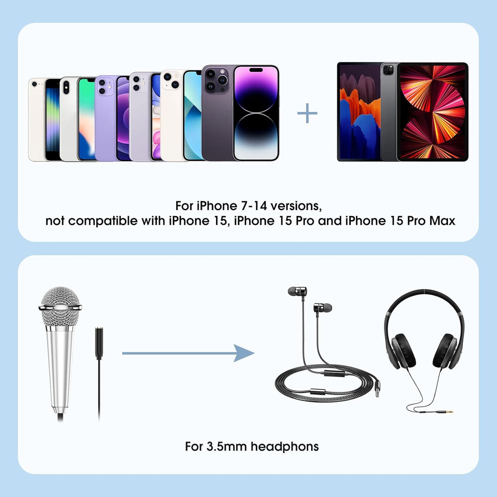 Mini Microphone for iPhone iPad Small ASMR Tiny Microphone for Voice Video Recording Singing, Vlogging, Podcasting YouTube (1 PCS Blue)