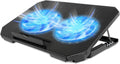 LIENS Laptop Cooling Pad with Adjustable Height Two 5.1 Inches Fan 2 USB Ports Suitable for 12"-15.6" Laptops（Black）