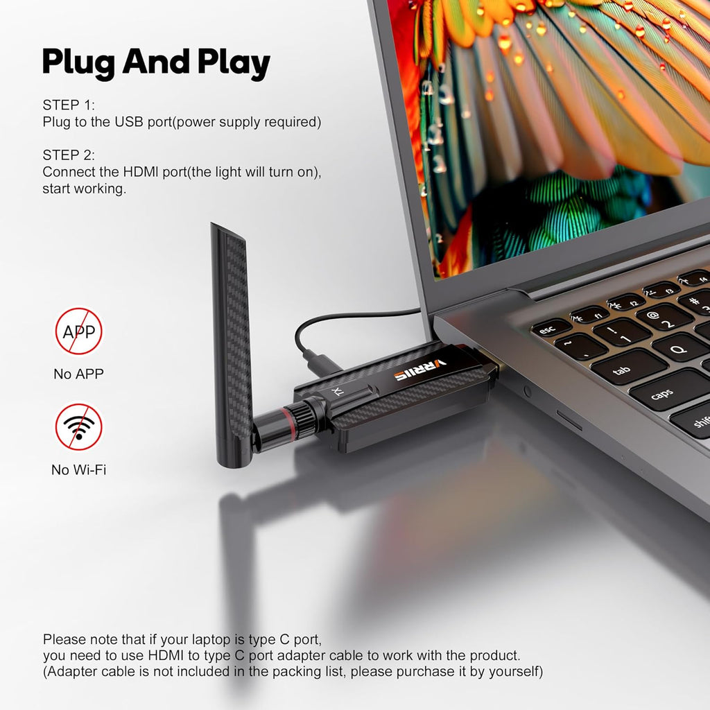 Wireless HDMI Transmitter and Receiver,Plug and Play,1080P Wireless HDMI Extender Kit Support 2.4GHz and 5GHz for Streaming Video from Laptop,Pc,TV Box to Monitor,TV,Projector