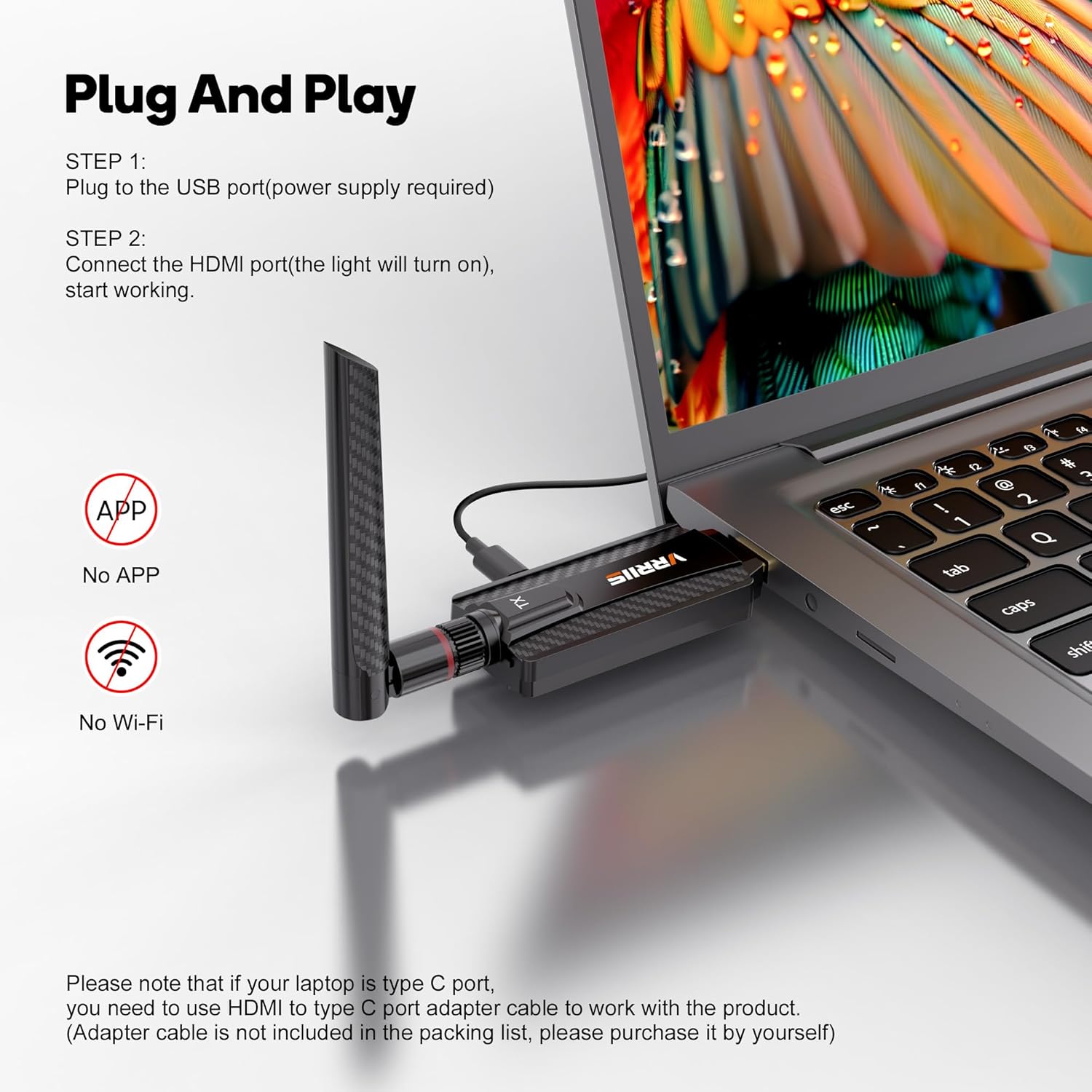 Wireless HDMI Transmitter and Receiver,Plug and Play,1080P Wireless HDMI Extender Kit Support 2.4GHz and 5GHz for Streaming Video from Laptop,Pc,TV Box to Monitor,TV,Projector