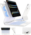 typecase Keyboard Case for 2024 iPad Pro 13-inch (M4), White Keyboard with White Carbon Fiber Protective Case,Portrait & Typing Modes,Built-in Trackpad,11-Color Backlight,Magnetic Stand,Pencil Holder