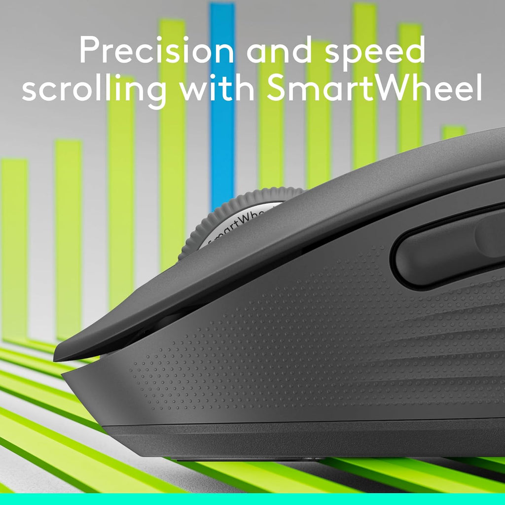 Logitech Signature Plus M750 L Wireless Mouse - for Large Hands, SmartWheel, Bluetooth, Multi Device, 24-Month Battery, Silent Clicks, Customizable Side Buttons, Contoured Shape - Graphite