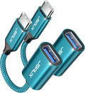 JSAUX USB C to USB 3.0 Adapter [2 Pack], Type C Male to USB Female OTG Cable Compatible with MacBook Pro/Air, iPhone 16 Pro Max/16 Plus/16e/15, Samsung Galaxy S25/S24/S23-Green