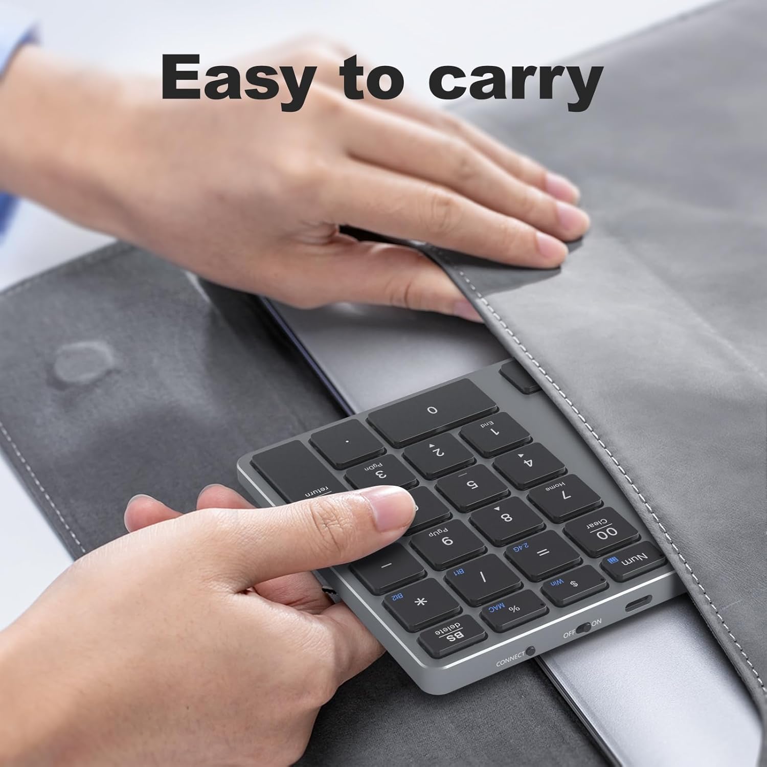 MOFII Bluetooth Number Pad for Laptop - Gray Wireless Numeric Keypad 35 Keys USB-C Rechargeable Numpad, Accounting Portable Financial Data 10 Key for Laptop/PC/Desktop/Notebook/Surface Pro