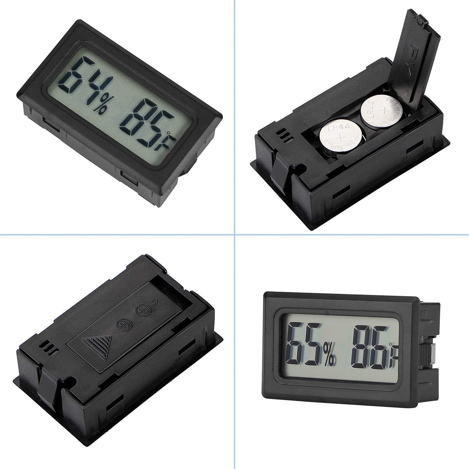 4-Pack Mini Digital Temperature Humidity Meters Gauge Indoor Thermometer Hygrometer LCD Display Fahrenheit (℉) for Reptile Tank,Jars,Guitar Case,Greenhouse, Garden, Cellar, Fridge, Closet