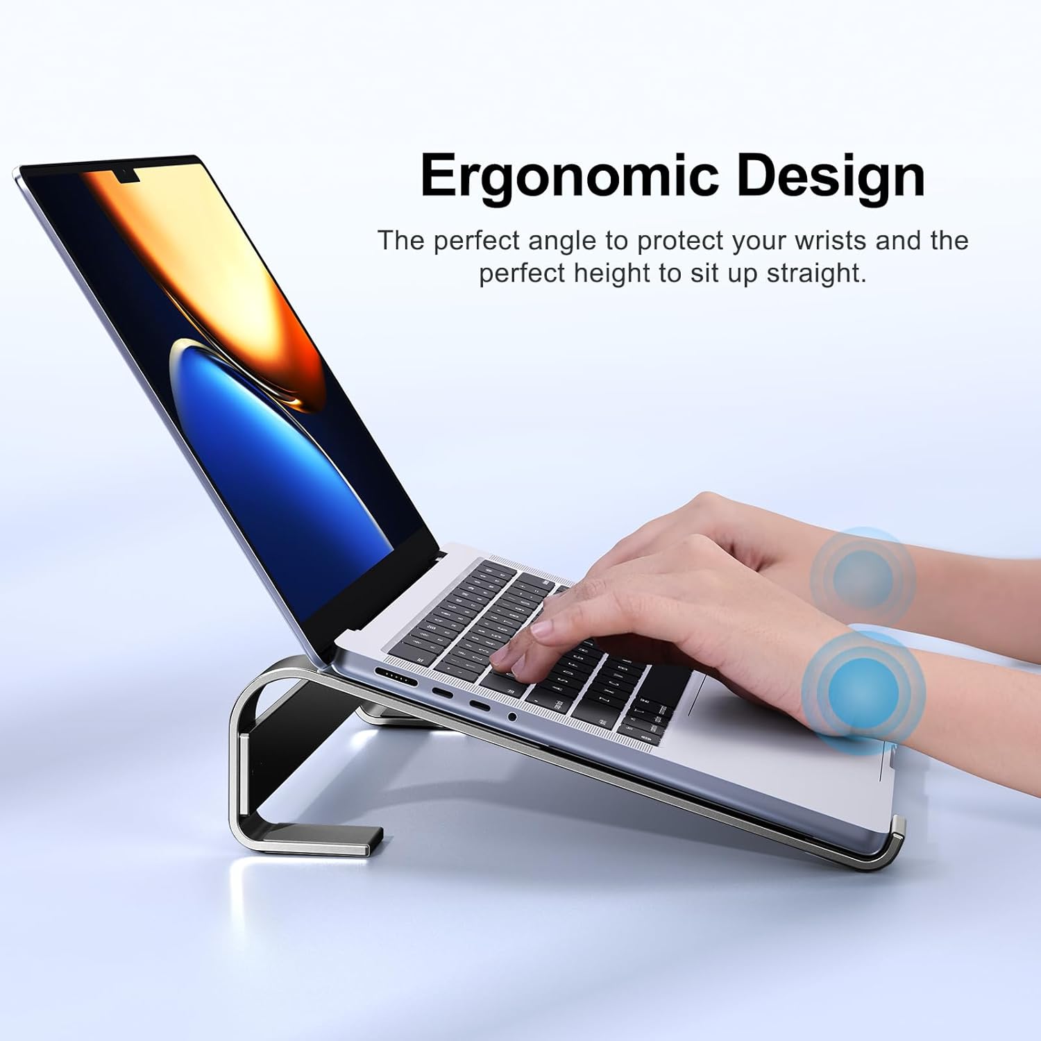 Laptop Riser for Desk - Aluminum Ergonomic Computer Stand for Laptop Cooling - Compatible with MacBook Pro/Air, Dell, HP, Lenovo, 10-17.3'', Black