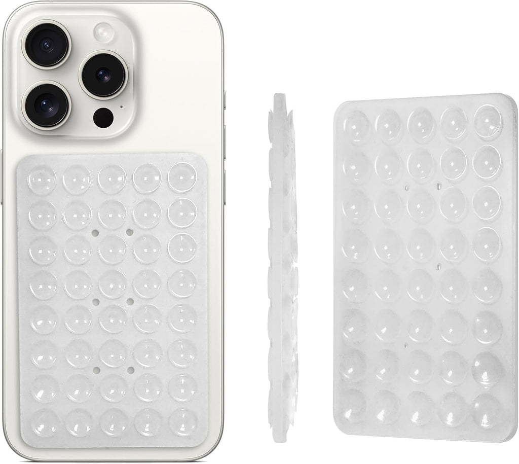 2PACK Silicone Double Sided Suction Phone Case Mount, Detachable Hands Free & Strong Grip Holder for Selfies & Videos, Compatible iPhone Android (2Pack Clear, 40 Suction Cups)
