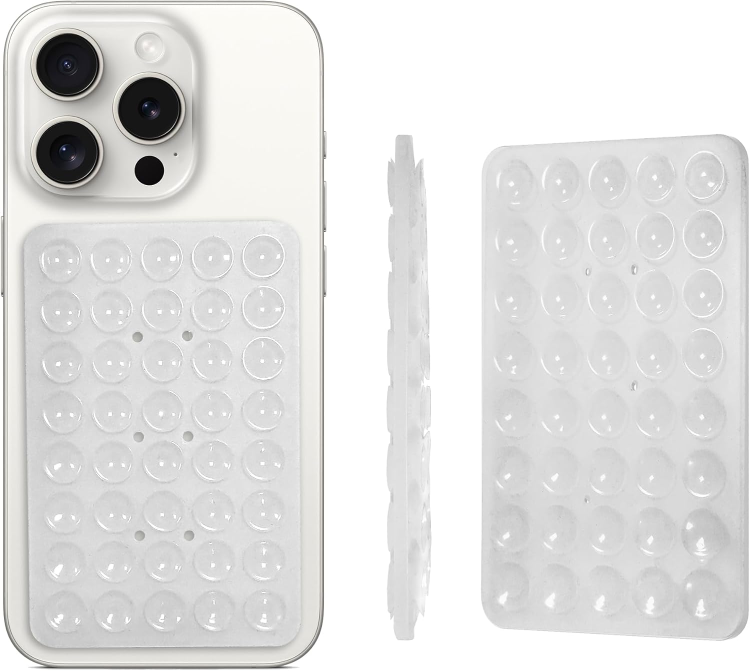 2PACK Silicone Double Sided Suction Phone Case Mount, Detachable Hands Free & Strong Grip Holder for Selfies & Videos, Compatible iPhone Android (2Pack Clear, 40 Suction Cups)
