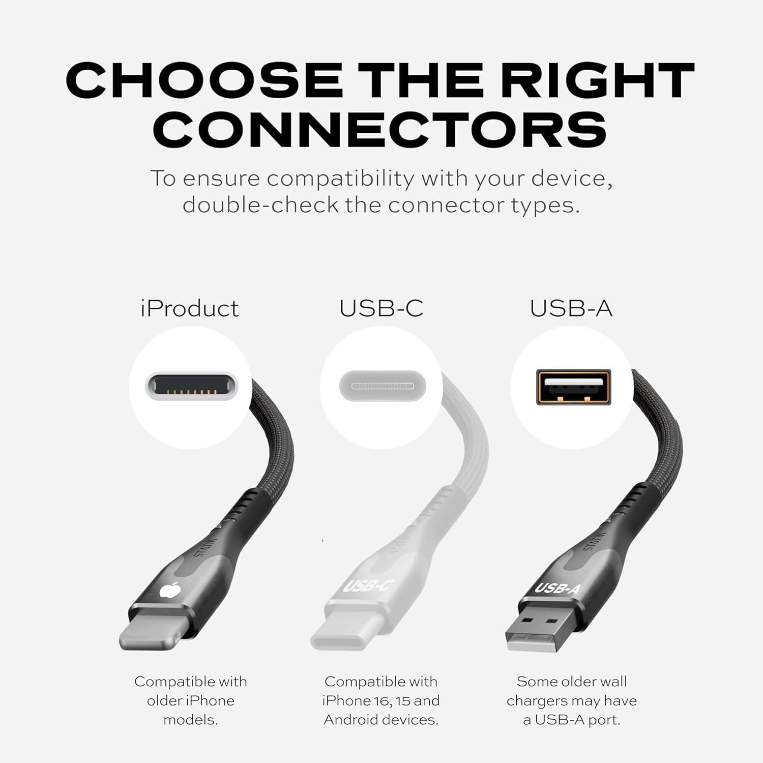 Statik MagStack USB A to iPhone Cable MFi Certified, Clutter-Free Magnetic Charging Cable, Anti-Tangle Phone Charger Cord, 12W, Compatible with iPhone 14 Pro Max, 13 12 11, 3FT/1M