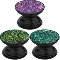 3 Pack Fashionable Clear Glitter Expandible Collapsible Moblile Phone Grip Stand Holder for Smartphones and Tablets Cell Phone Accessory-5 ((Rose Gold Mix Colorful Glitter Purple Blue))