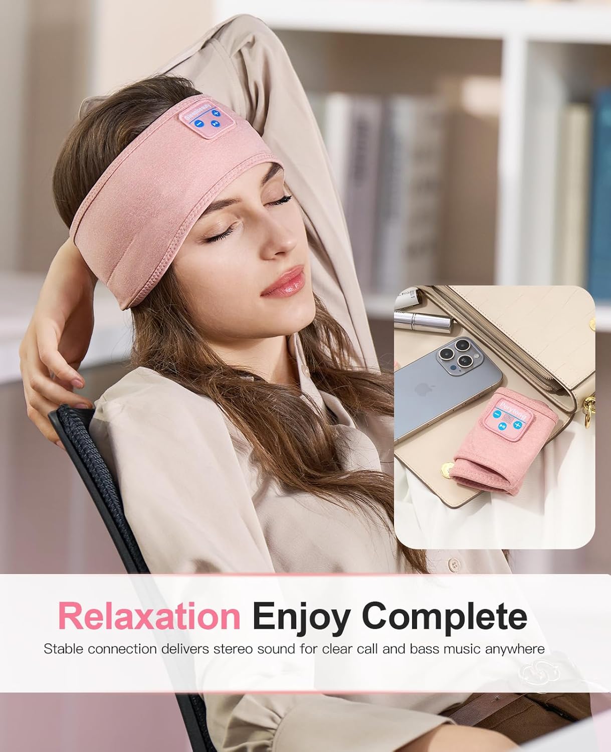 Perytong Sleep Headphones - Bluetooth Headband Wireless Sleeping Headband with Earphones Music Band Unique Gifts for Men Women