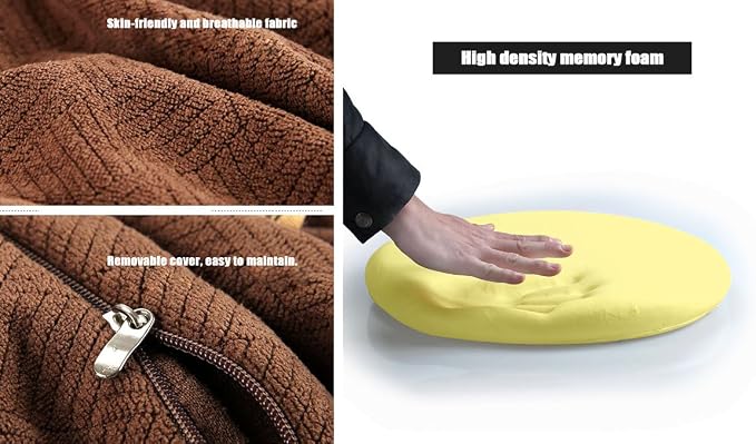 Sigmat Memory Foam Seat Cushion Anti-Slip Soft Round Chair Pad 18 Inch Grey - Image 2